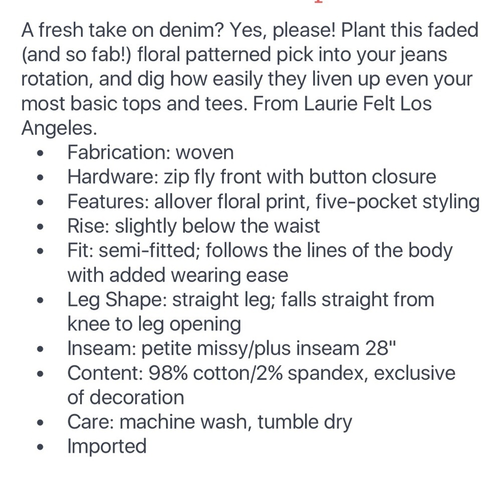 Laurie Felt Petite Floral Relaxed Straight Jeans Medium A4718210 - Picture 4 of 9